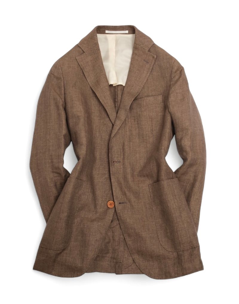 Brown Herringbone Linen Sports Jacket