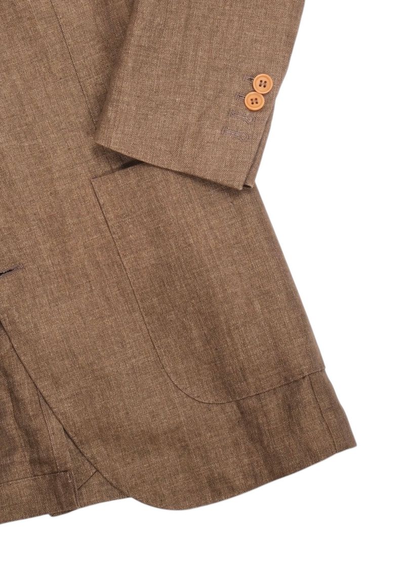 Brown Herringbone Linen Sports Jacket