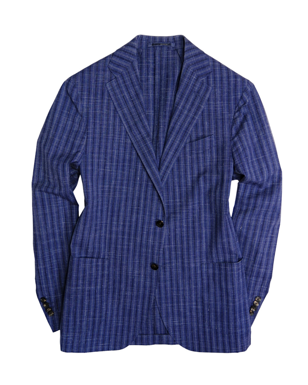 Navy/Blue Striped Wool/Linen Sports Jacket by Lardini