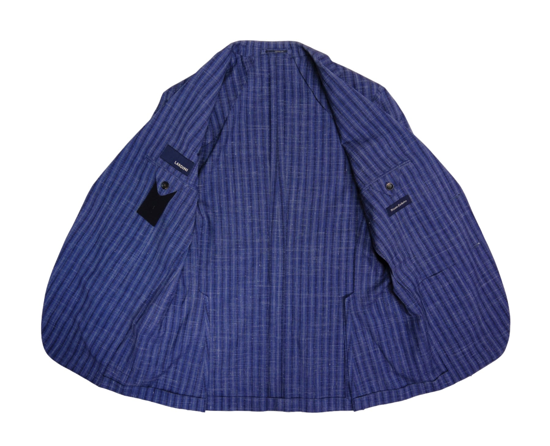 Navy/Blue Striped Wool/Linen Unlined Sports Jacket by Lardini