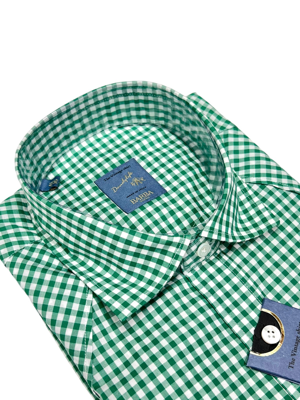 Green Gingham Check Poplin Shirt