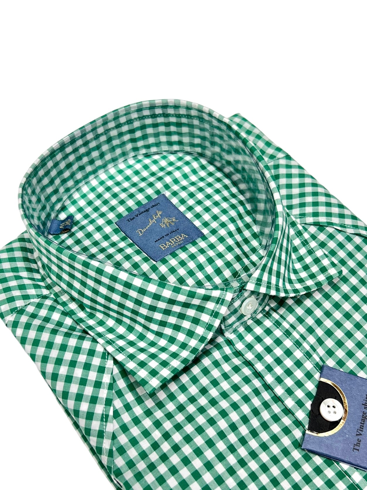 Green Gingham Check Poplin Shirt