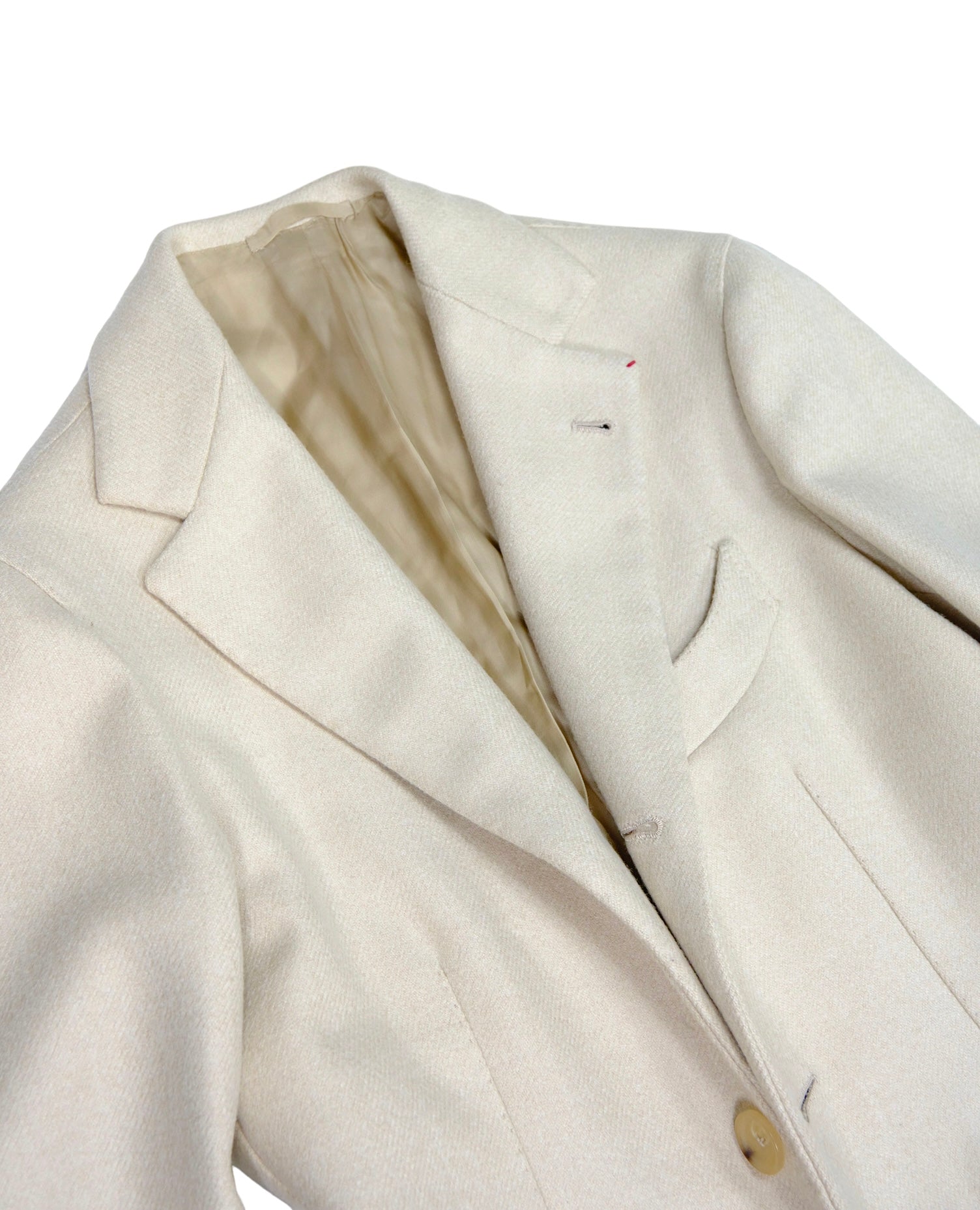 Cream Bespoke Wool Overcoat