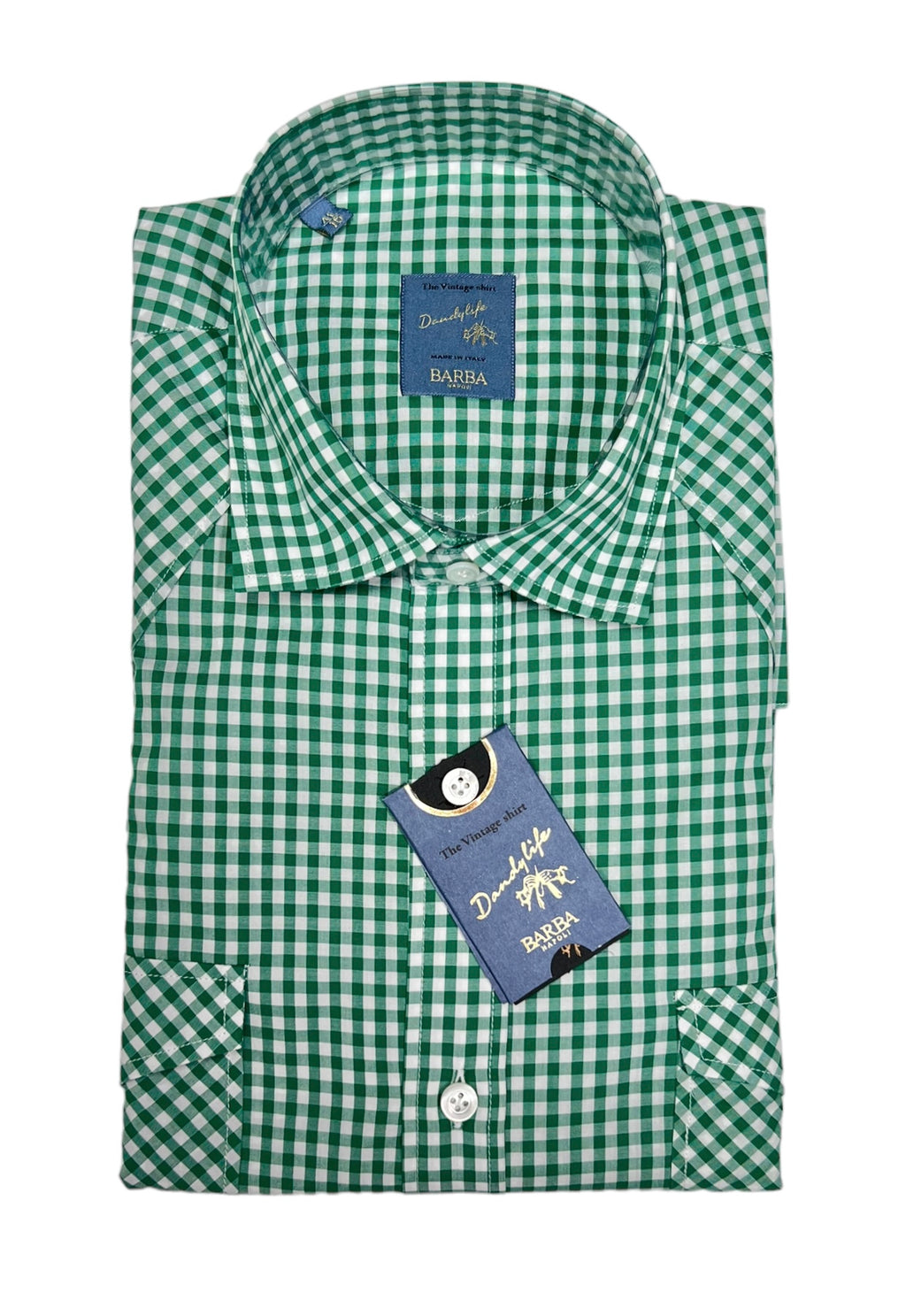 Green Gingham Check Poplin Shirt