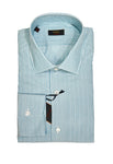 Barba Napoli - Ocean Blue Striped Spread Cotton Shirt 41