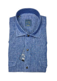 Barba Napoli - Blue Tailored Western Linen Shirt 41