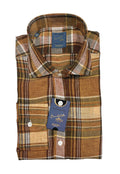 Warm Beige/Brown Check Linen Shirt