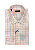 Peach/Blue Tartan Check Poplin Shirt