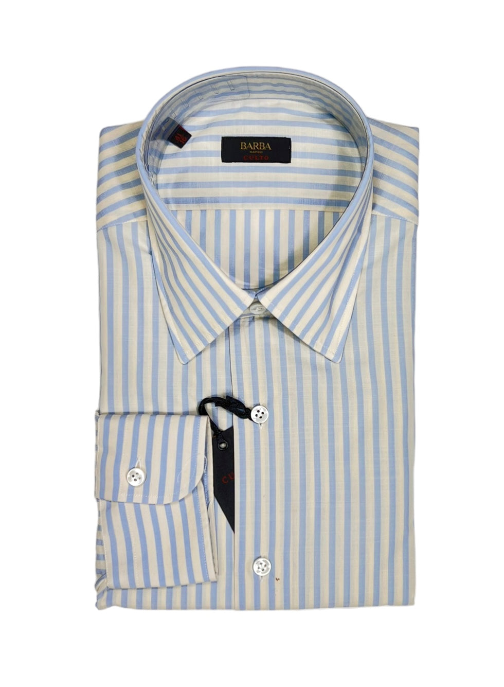 Pale Blue/Ecru Striped Light Weight Cotton Shirt