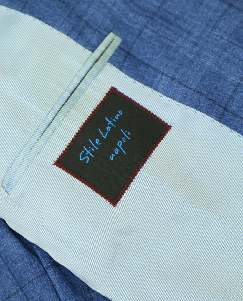 Stile Latino - Blue Checked Silk/Cashmere Sports Jacket 44 – Vangelis